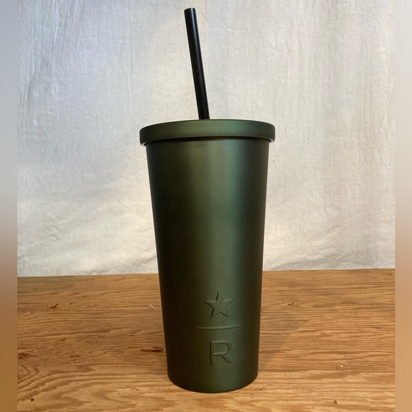 NWT Starbucks Reserve 2022 Holiday Light Olive ‘Green SS Cold Cup’ Tumbler - Picture 2 of 10